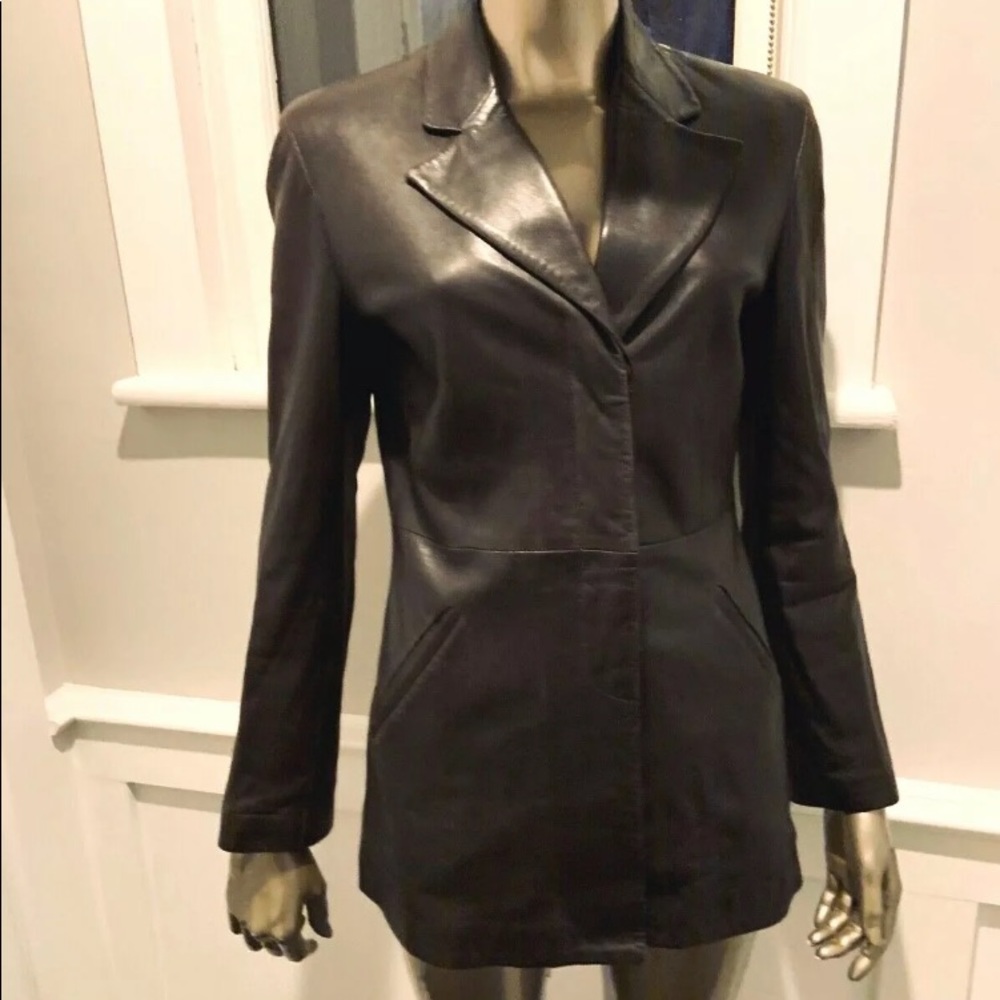 GIORGIO ARMANI AUTHENTIC Brown Leather Blazer Jacket 42/8
